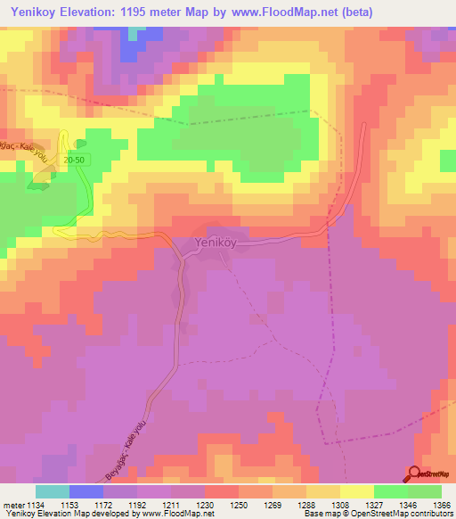 Yenikoy,Turkey Elevation Map