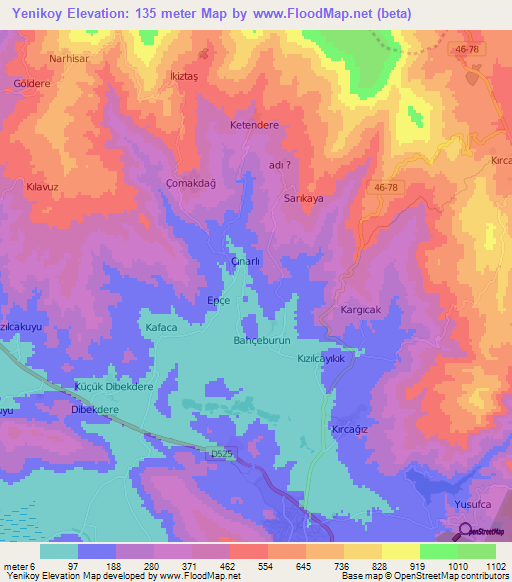 Yenikoy,Turkey Elevation Map