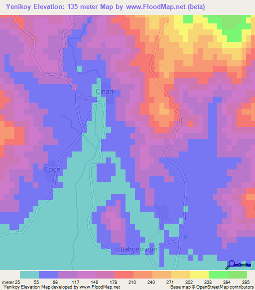 Yenikoy,Turkey Elevation Map