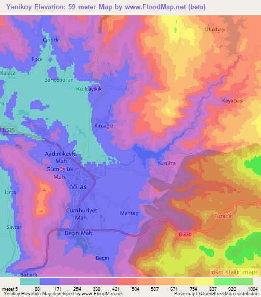 Yenikoy,Turkey Elevation Map