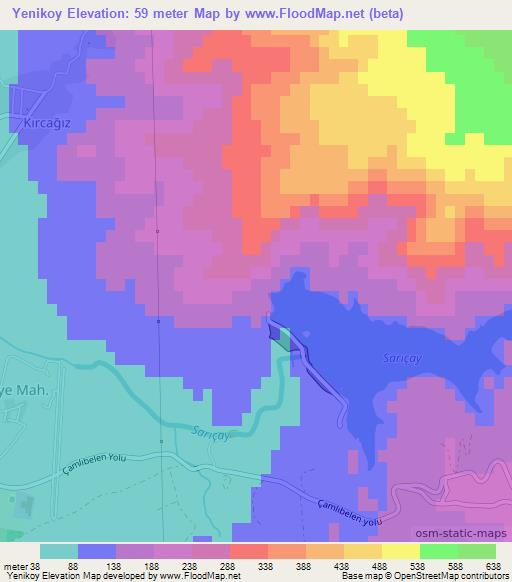 Yenikoy,Turkey Elevation Map