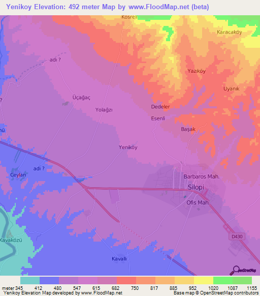 Yenikoy,Turkey Elevation Map