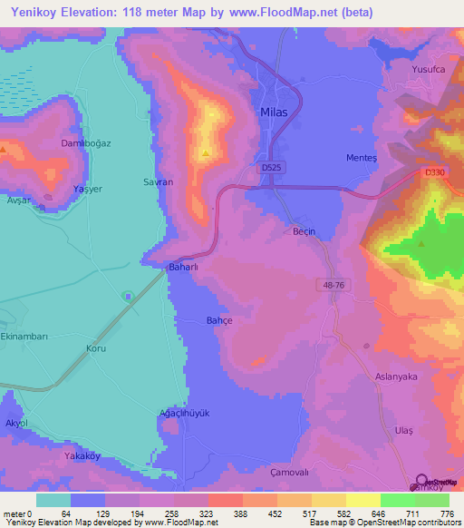 Yenikoy,Turkey Elevation Map