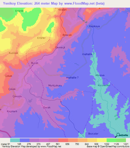 Yenikoy,Turkey Elevation Map