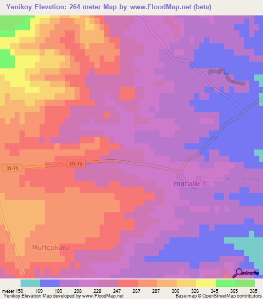 Yenikoy,Turkey Elevation Map