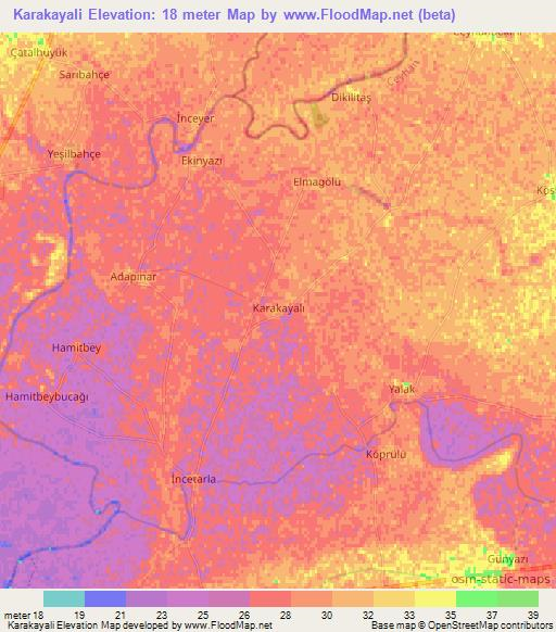 Karakayali,Turkey Elevation Map