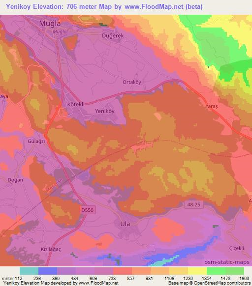 Yenikoy,Turkey Elevation Map