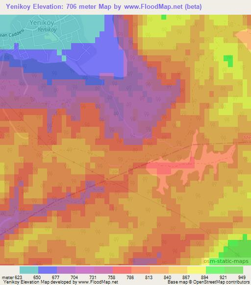 Yenikoy,Turkey Elevation Map