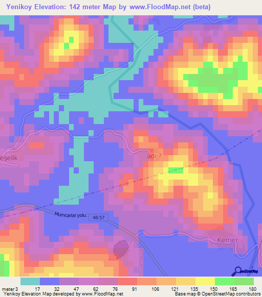 Yenikoy,Turkey Elevation Map