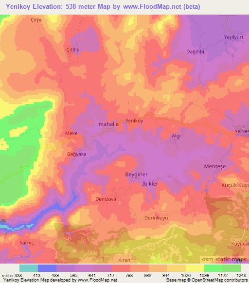 Yenikoy,Turkey Elevation Map