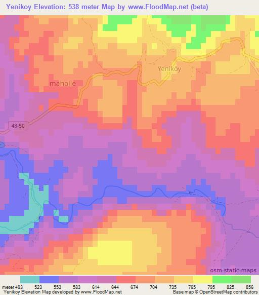 Yenikoy,Turkey Elevation Map