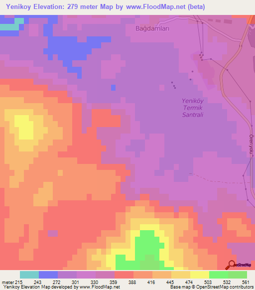 Yenikoy,Turkey Elevation Map