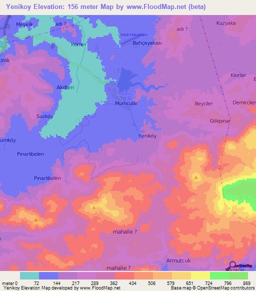 Yenikoy,Turkey Elevation Map