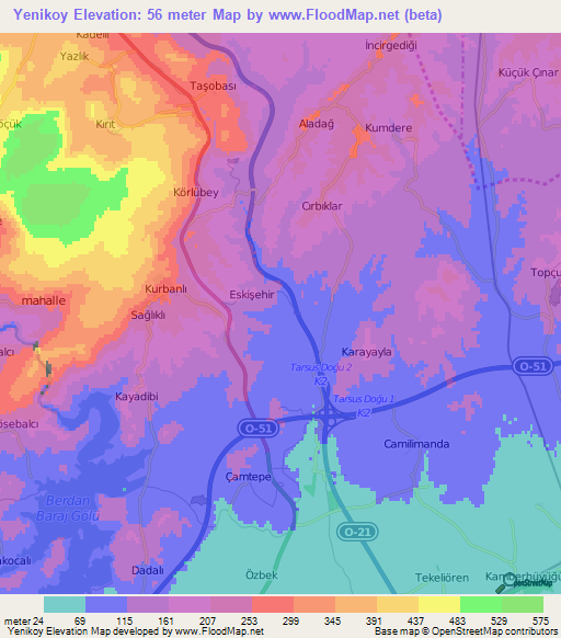 Yenikoy,Turkey Elevation Map