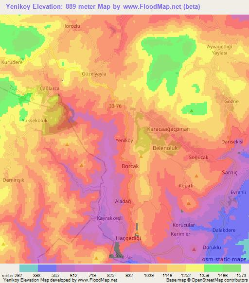 Yenikoy,Turkey Elevation Map