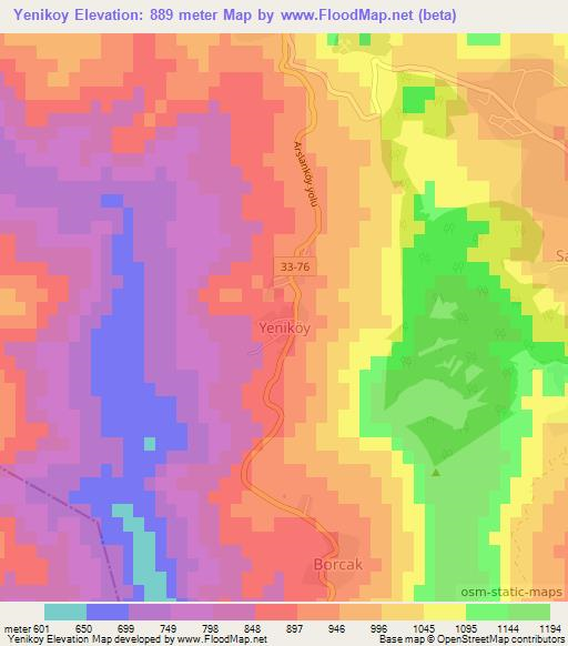 Yenikoy,Turkey Elevation Map