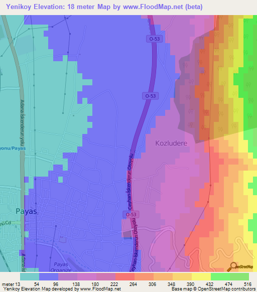 Yenikoy,Turkey Elevation Map