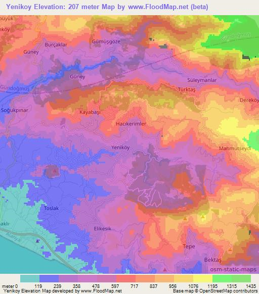 Yenikoy,Turkey Elevation Map