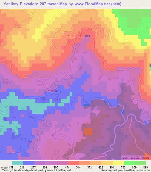 Yenikoy,Turkey Elevation Map