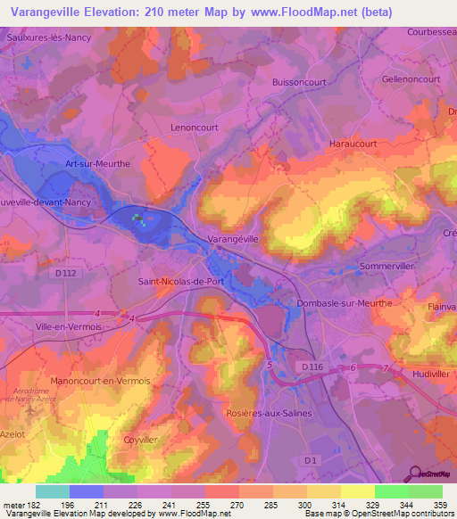 Varangeville,France Elevation Map