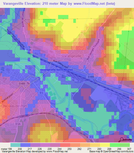 Varangeville,France Elevation Map