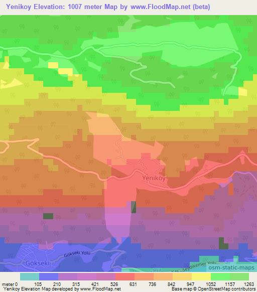 Yenikoy,Turkey Elevation Map