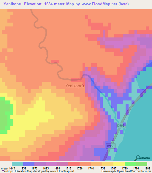 Yenikopru,Turkey Elevation Map