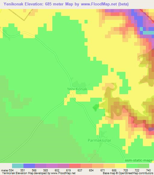 Yenikonak,Turkey Elevation Map