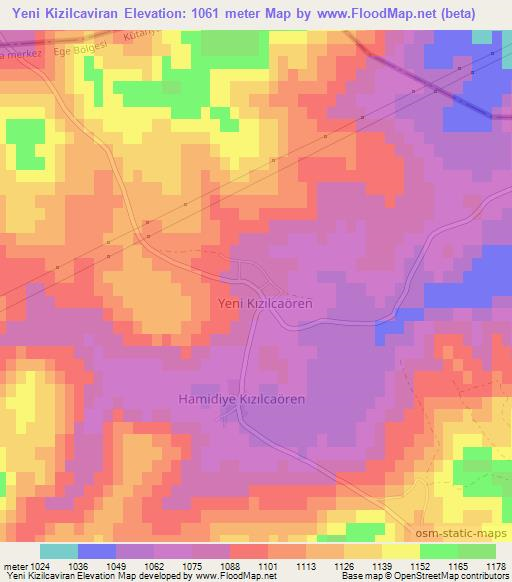 Yeni Kizilcaviran,Turkey Elevation Map