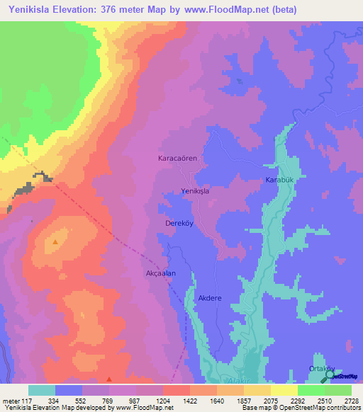 Yenikisla,Turkey Elevation Map