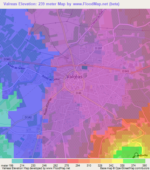 Valreas,France Elevation Map