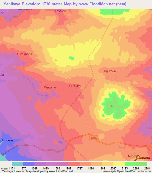 Yenikaya,Turkey Elevation Map