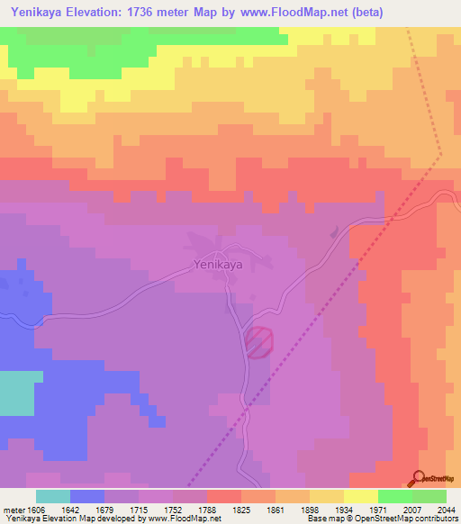 Yenikaya,Turkey Elevation Map