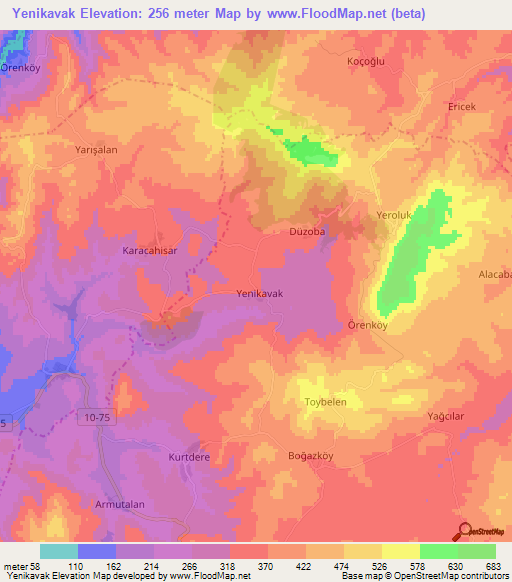 Yenikavak,Turkey Elevation Map