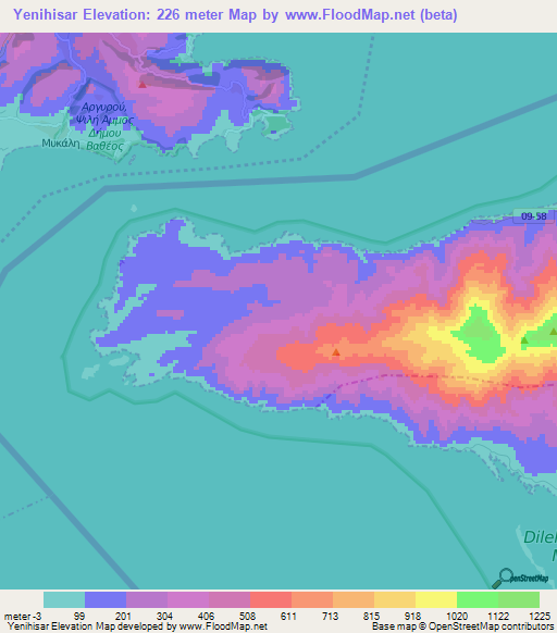 Yenihisar,Turkey Elevation Map