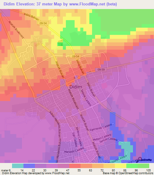 Didim,Turkey Elevation Map