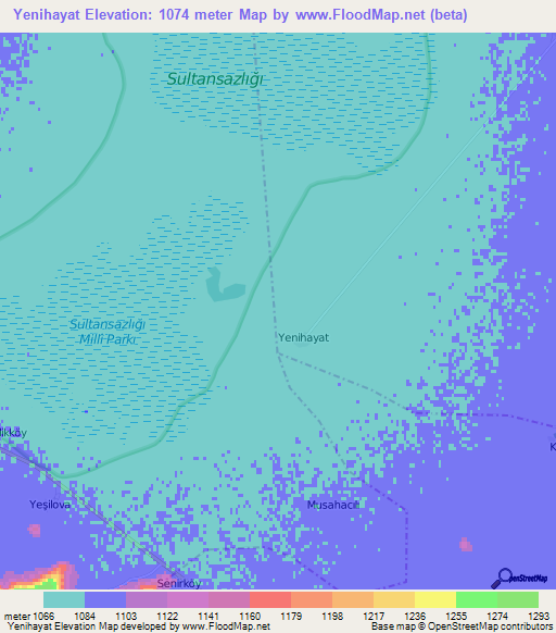 Yenihayat,Turkey Elevation Map