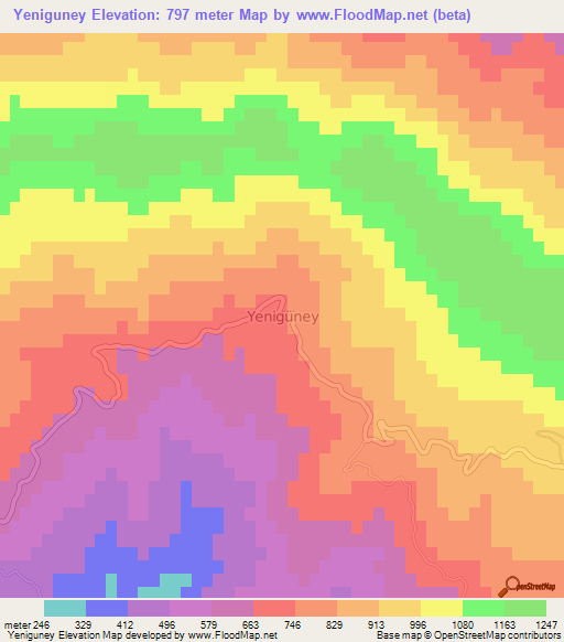 Yeniguney,Turkey Elevation Map