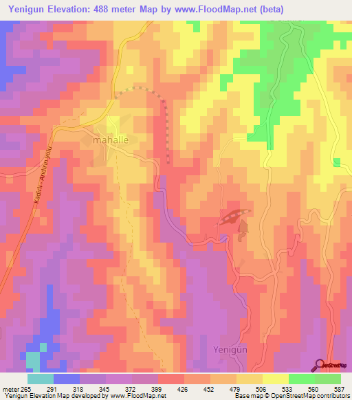 Yenigun,Turkey Elevation Map