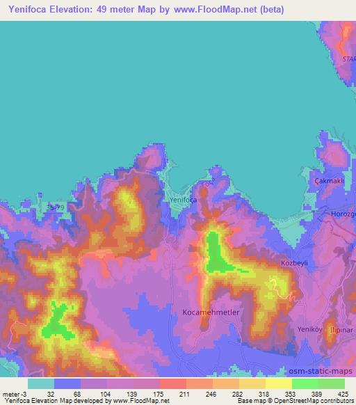 Yenifoca,Turkey Elevation Map