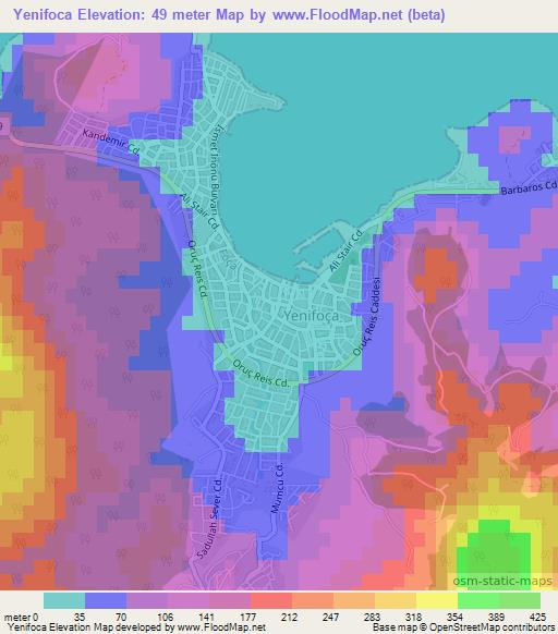 Yenifoca,Turkey Elevation Map