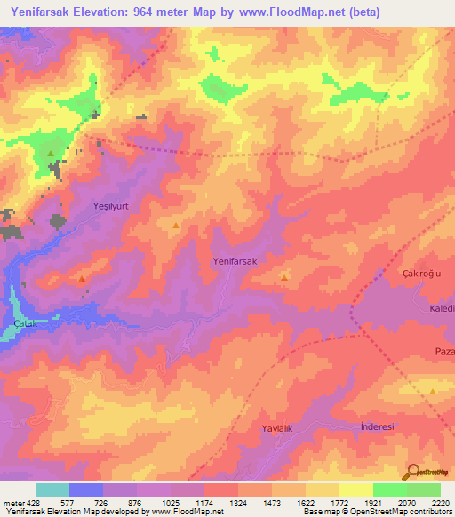 Yenifarsak,Turkey Elevation Map