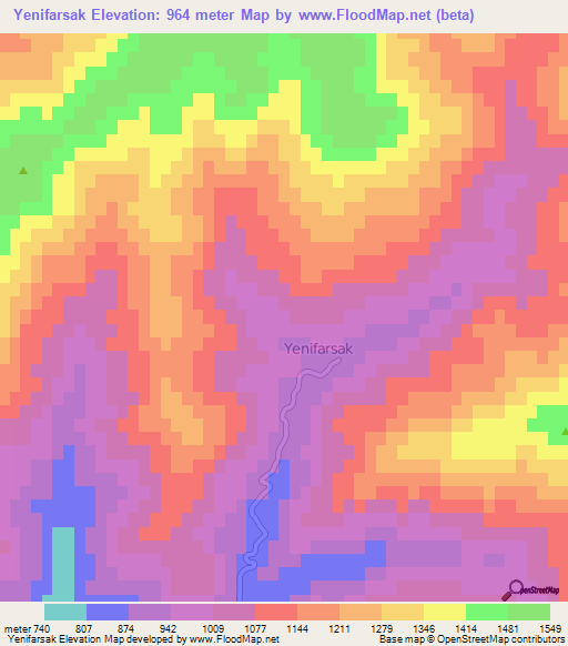 Yenifarsak,Turkey Elevation Map