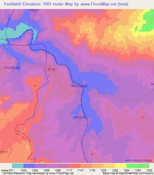 Yenifakili,Turkey Elevation Map