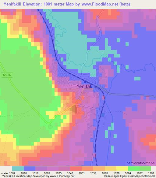 Yenifakili,Turkey Elevation Map