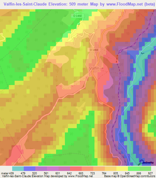 Valfin-les-Saint-Claude,France Elevation Map