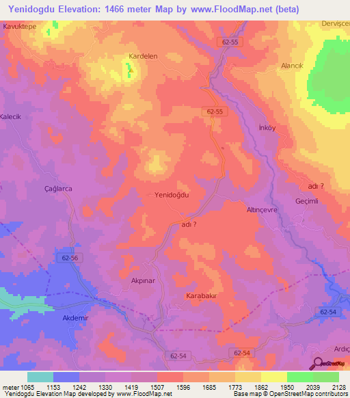 Yenidogdu,Turkey Elevation Map