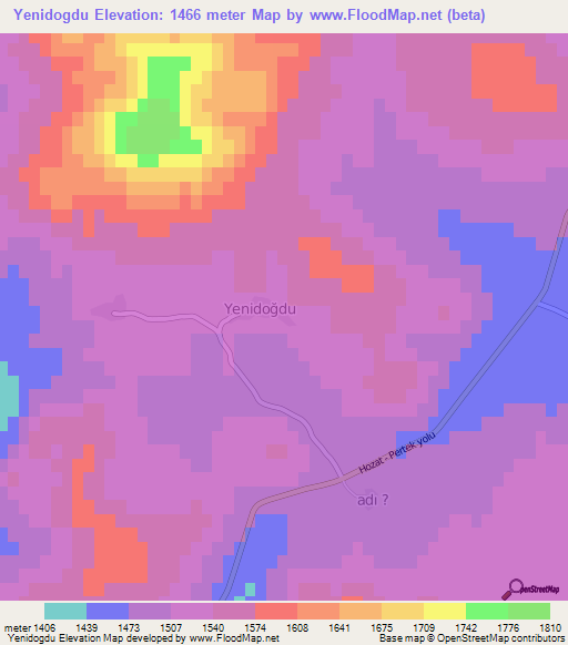 Yenidogdu,Turkey Elevation Map