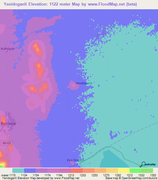 Yenidoganli,Turkey Elevation Map