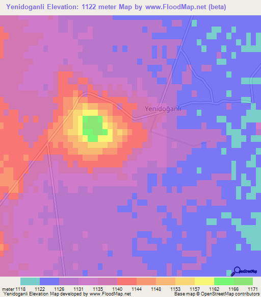 Yenidoganli,Turkey Elevation Map